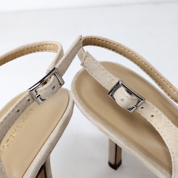 Ann Taylor Women's Nude Suede Strap Pointed Toe Dress Low Kitten Heels Size 11M - Picture 11 of 13